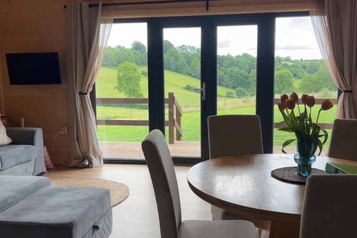 Primrose living room looking out across fields